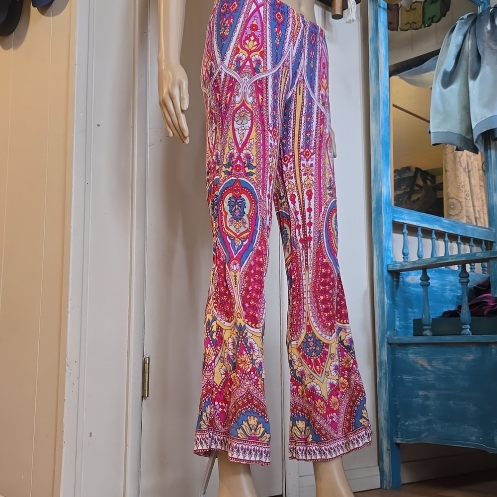 BILLABONG Boho Printed Wide-Leg Women's Pants in Pink & Blue